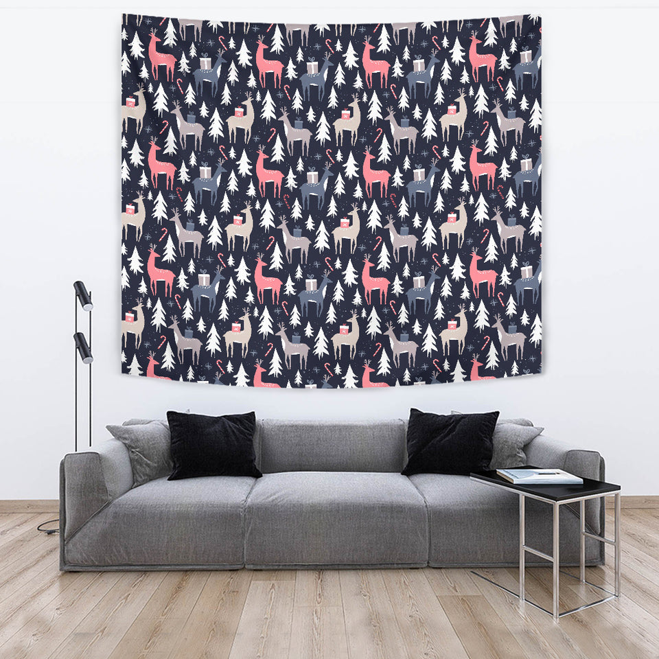 Deers Winter Christmas Pattern Wall Tapestry