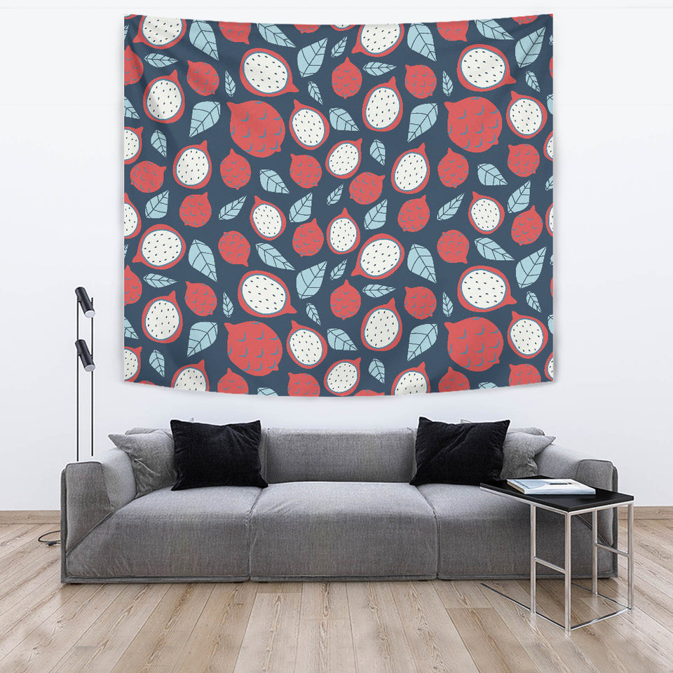 Dragon Fruits Dark Blue Background Wall Tapestry