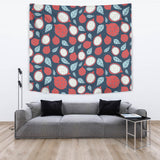 Dragon Fruits Dark Blue Background Wall Tapestry