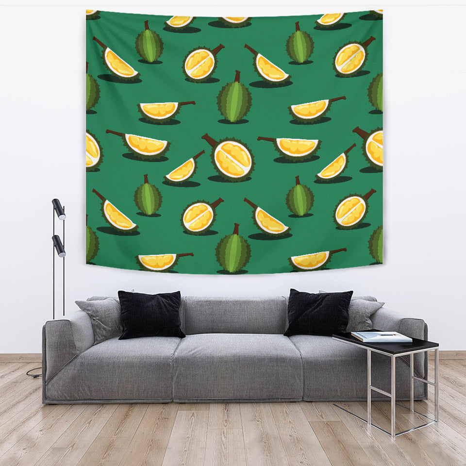 Durian Pattern Green Background Wall Tapestry