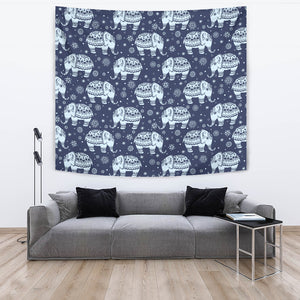 Elephant Tribal Design Pattern Wall Tapestry