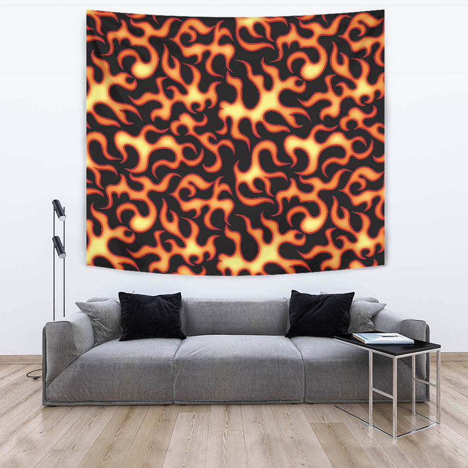 Fire Flame Dark Pattern Wall Tapestry