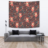 Fox Leaves Mushroom Pattern Wall Tapestry