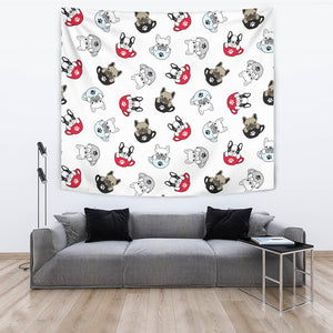 French Bulldog Cup Paw Pattern Wall Tapestry