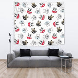 French Bulldog Cup Paw Pattern Wall Tapestry