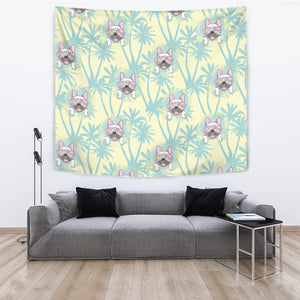 French Bulldog Hawaii Blackground Wall Tapestry