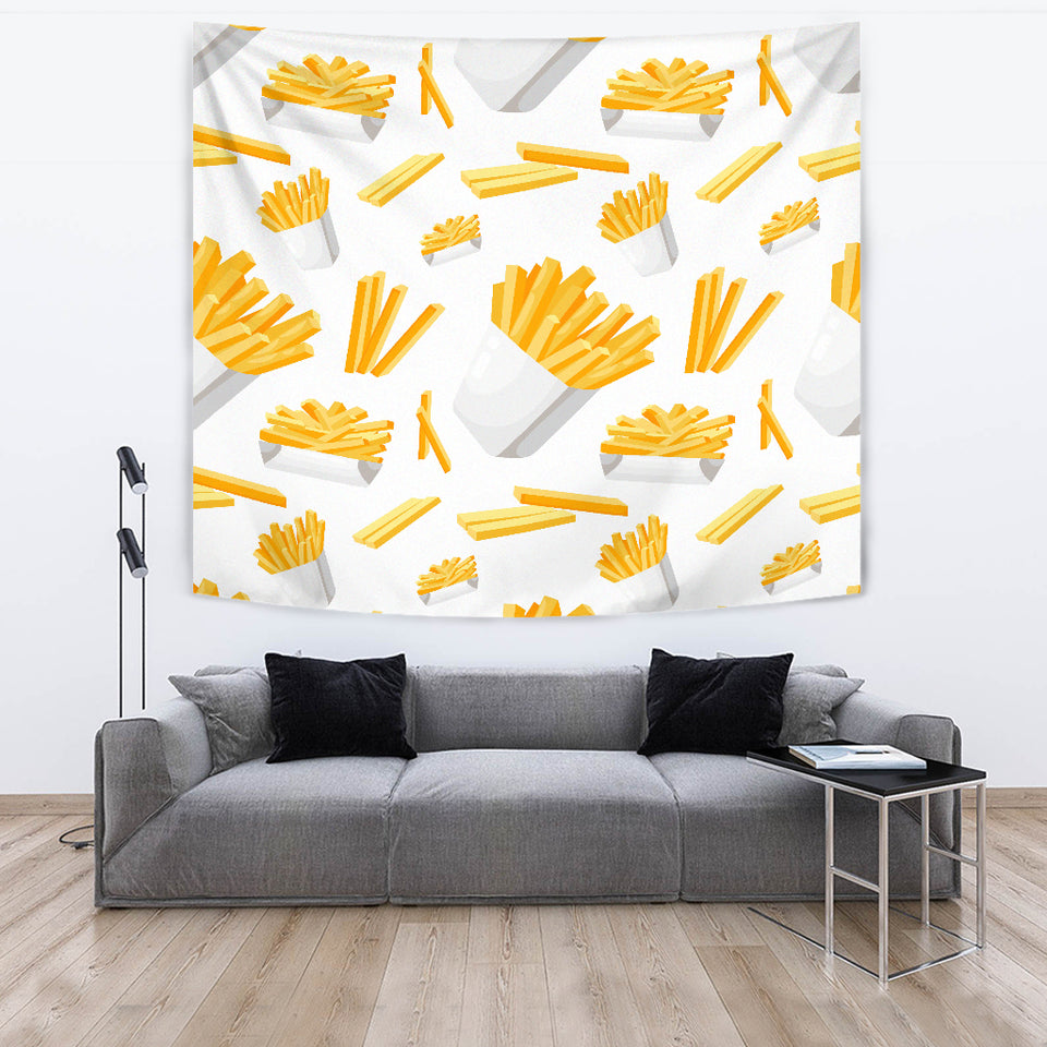 French Fries White Paper Box Pattern Wall Tapestry