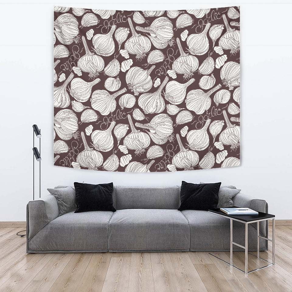Garlic Bulb Dark Background Wall Tapestry