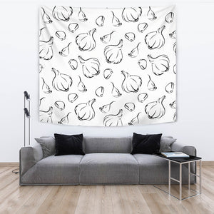 Garlic Pattern Black White Wall Tapestry