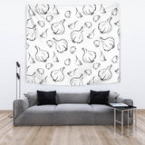 Garlic Pattern Black White Wall Tapestry