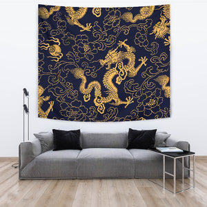 Gold Dragon Pattern Wall Tapestry