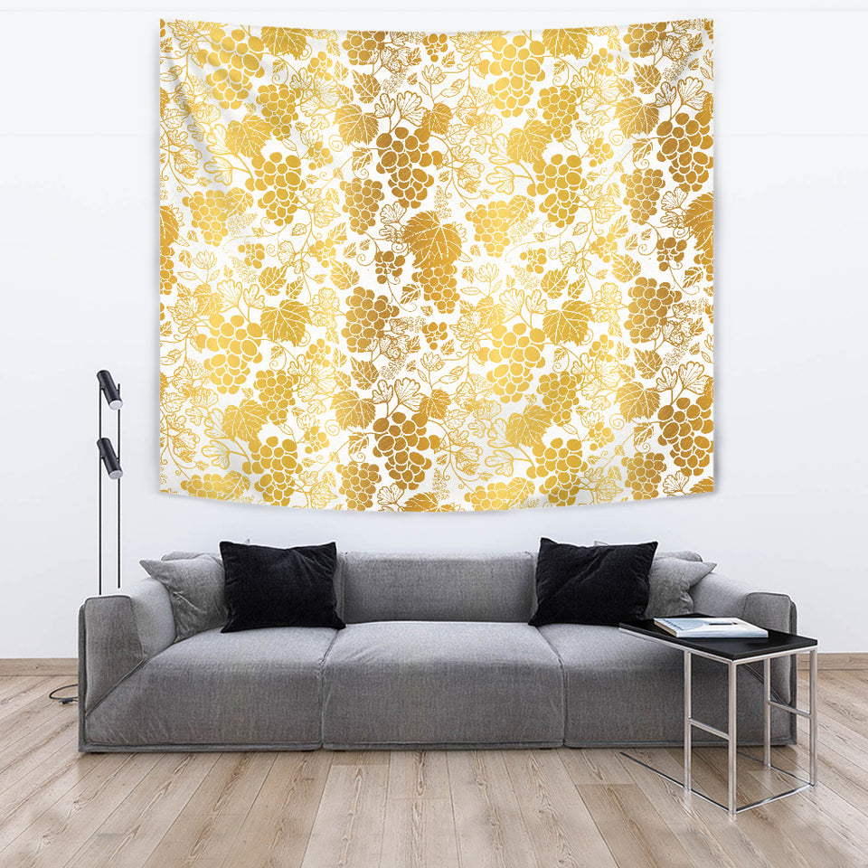 Gold Grape Pattern Wall Tapestry