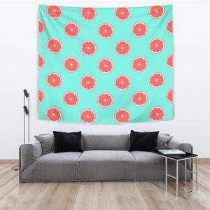 Grapefruit Green Background Wall Tapestry