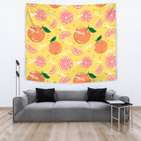Grapefruit Yellow Background Wall Tapestry