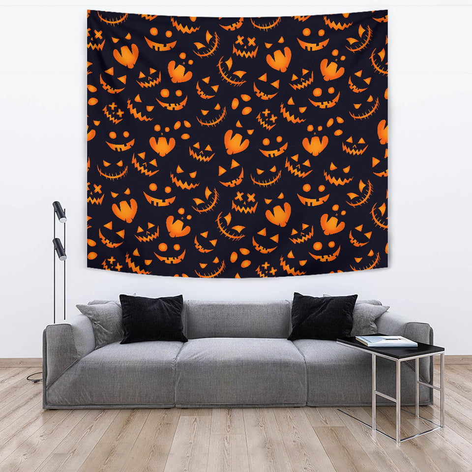 Halloween Pattern Pumpkin Background Wall Tapestry