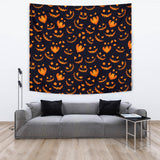 Halloween Pattern Pumpkin Background Wall Tapestry