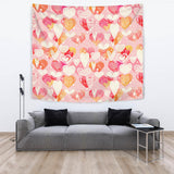 Hand Drawn Heart Design Pattern Wall Tapestry