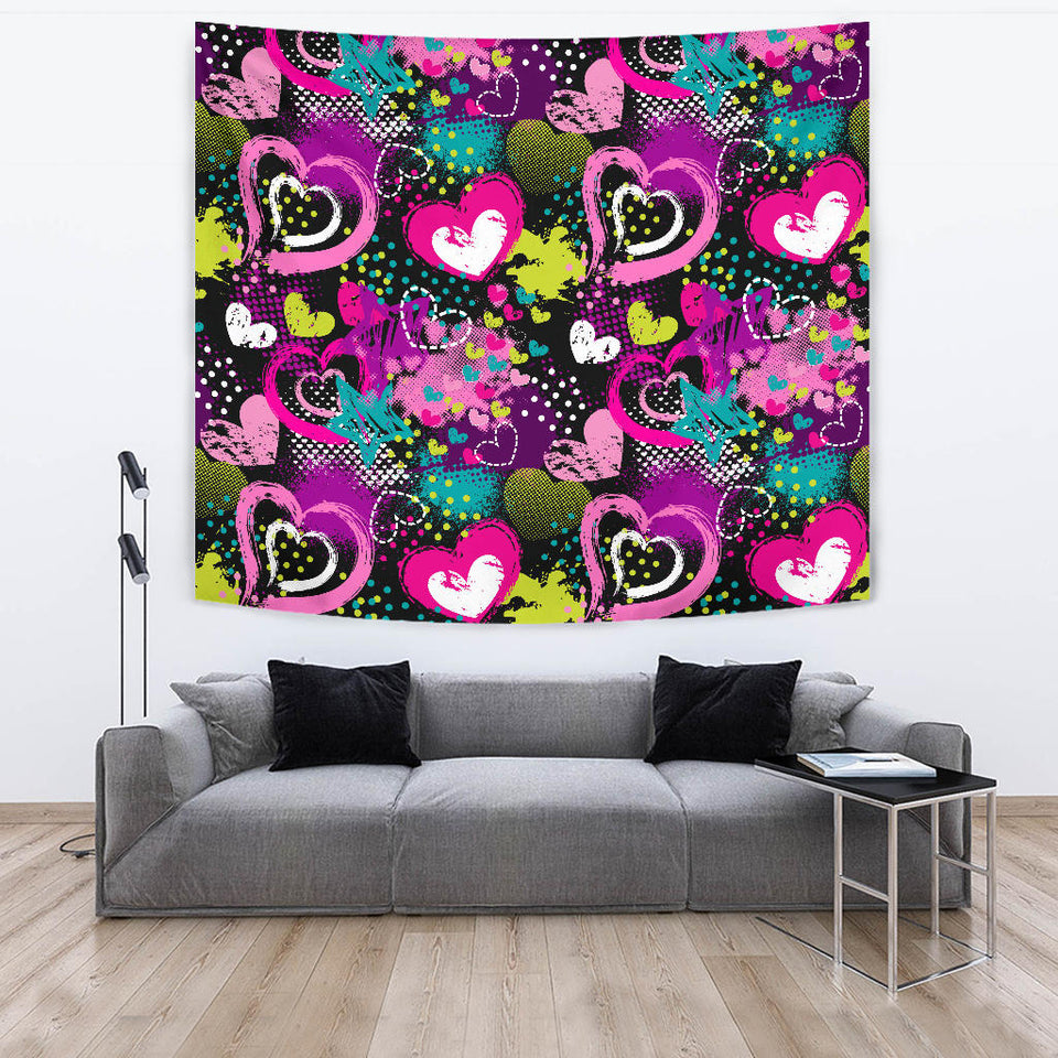 Heart Dot Wave Star Creative Design Pattern Wall Tapestry
