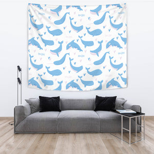 Blue Whale Pattern Wall Tapestry