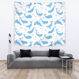 Blue Whale Pattern Wall Tapestry