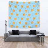 Brown Cute Pomeranian Blue Blackground Wall Tapestry