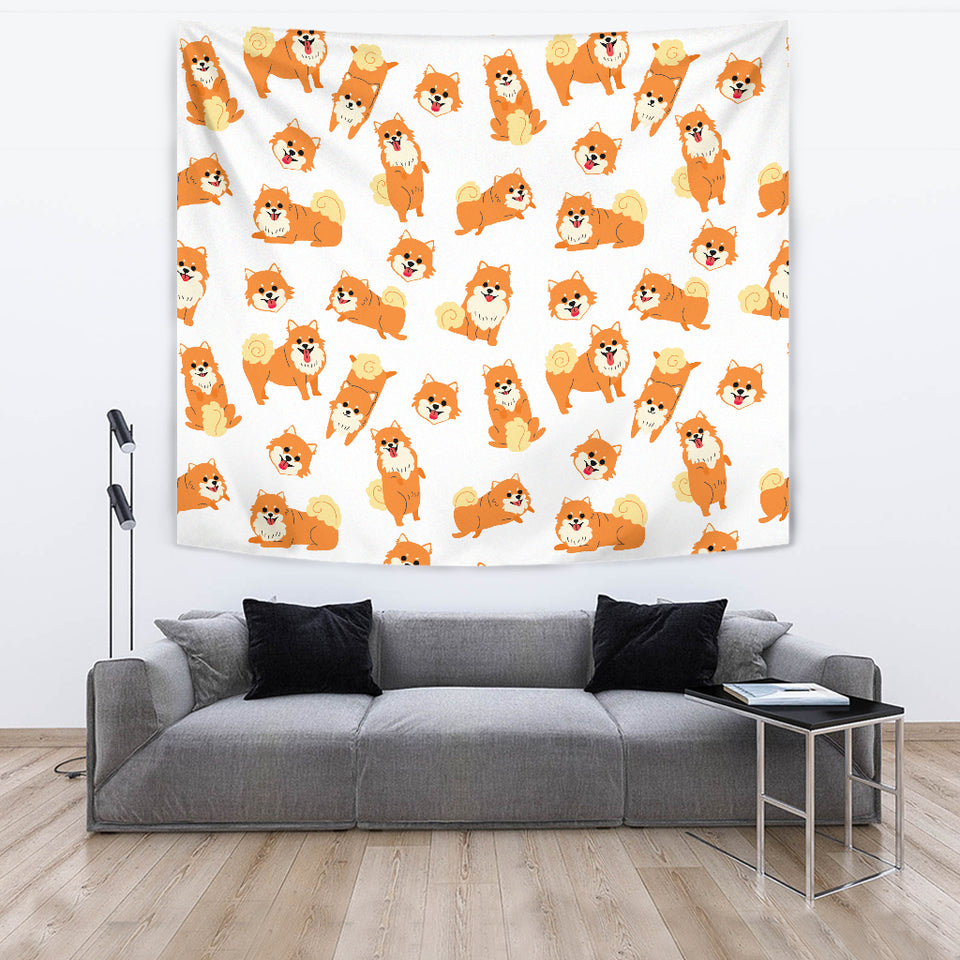 Brown Pomeranian Pattern Wall Tapestry