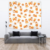 Brown Pomeranian Pattern Wall Tapestry