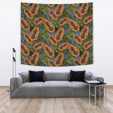 Colorful Papaya Tropical Leaves Wall Tapestry