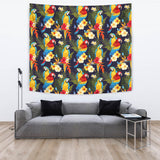 Colorful Parrot Flower Pattern Wall Tapestry
