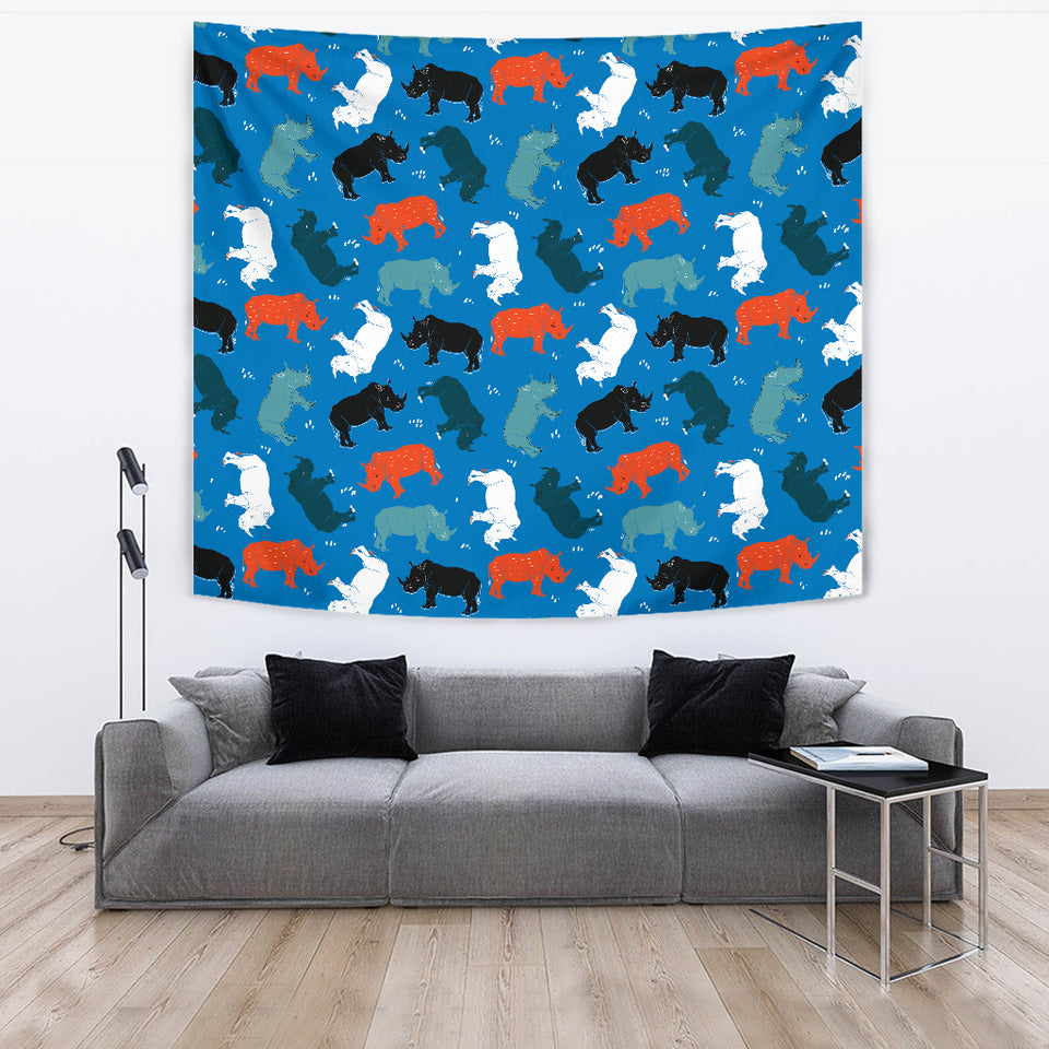Colorful Rhino Pattern Wall Tapestry