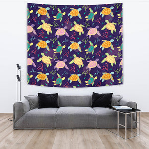 Colorful Sea Turtle Pattern Wall Tapestry