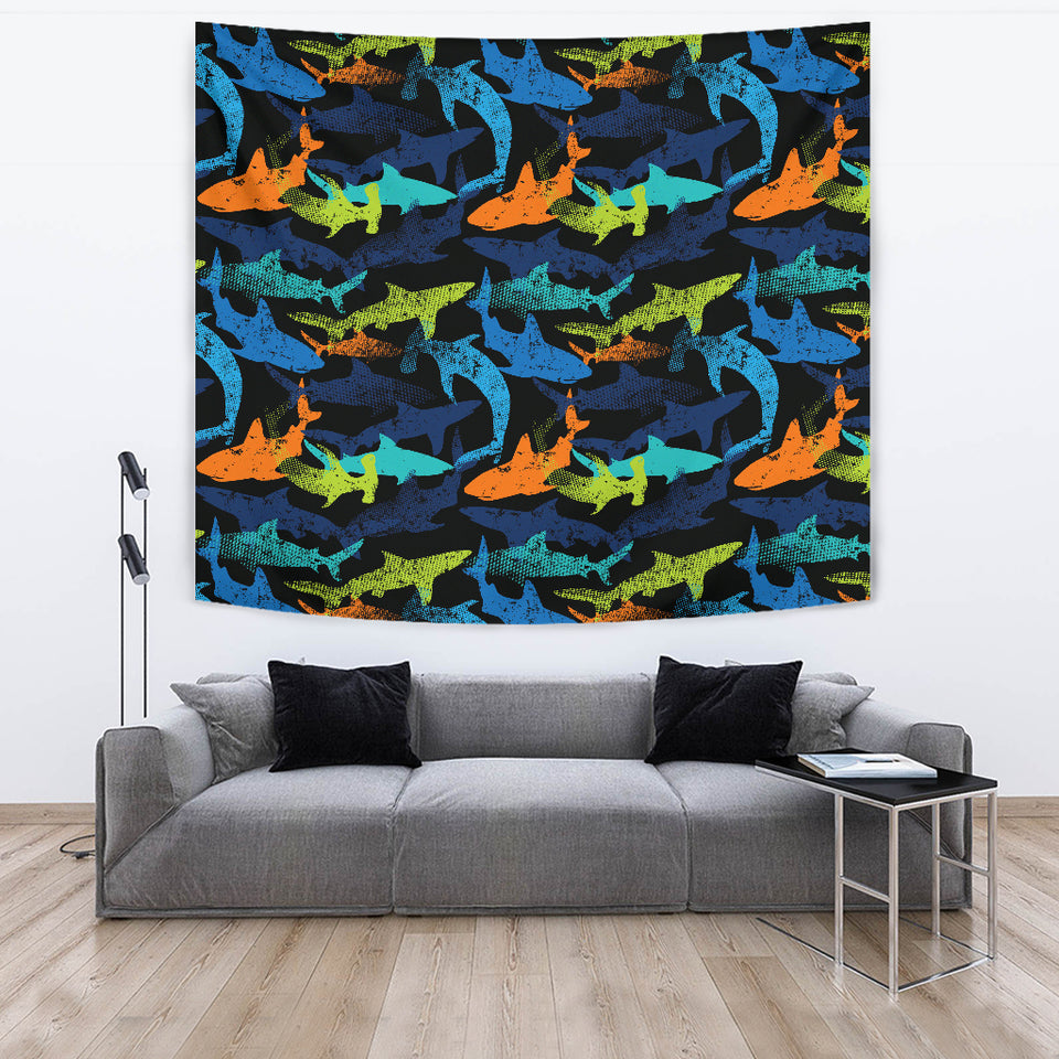 Colorful Shark Wall Tapestry