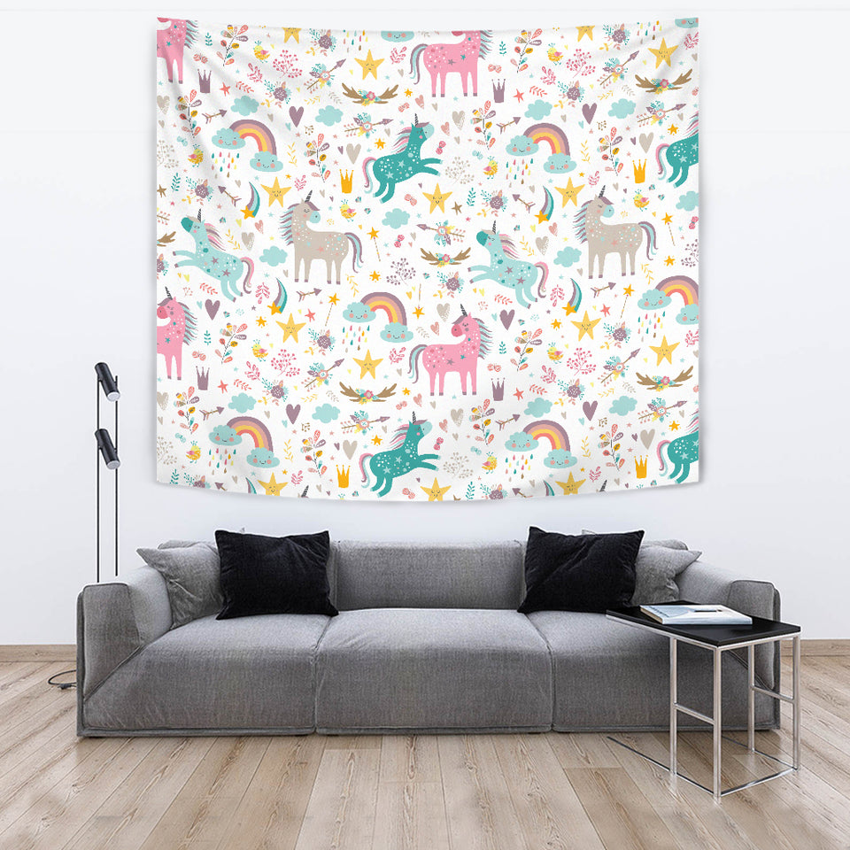 Colorful Unicorn Pattern Wall Tapestry