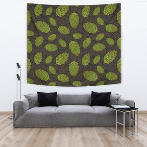 Hop Pattern Black Background Wall Tapestry
