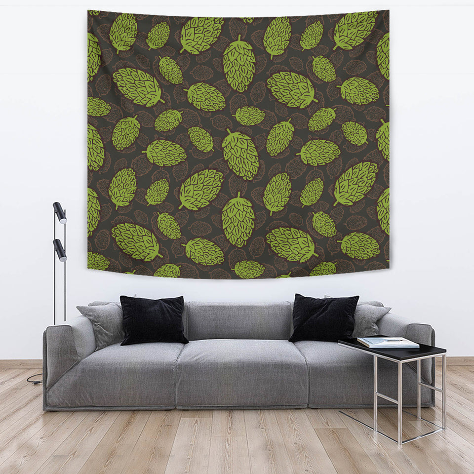 Hop Pattern Black Background Wall Tapestry