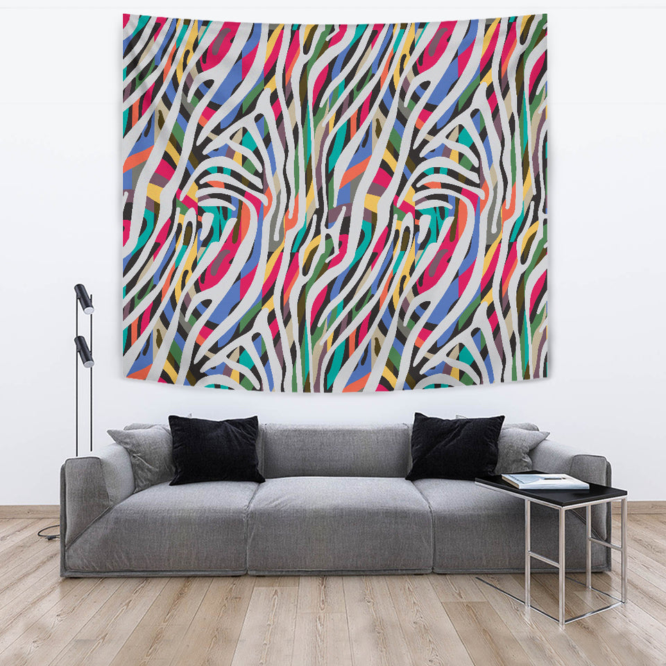 Colorful Zebra Skin Pattern Wall Tapestry