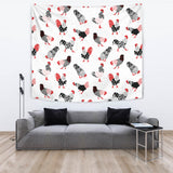 Cool Rooster Chicken Cock Floral Ornament Background Wall Tapestry
