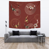 Koi Fish Carp Fish Red Background Wall Tapestry