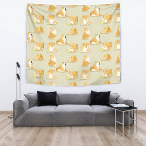 Cute Fat Shiba Inu Dog Pattern Wall Tapestry