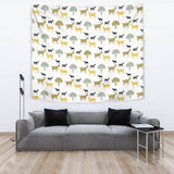 Silhouettes Of Goat And Tree Pattern Wall Tapestry