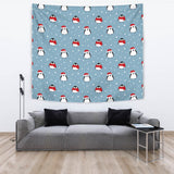 Cute Penguin Christmas Snow Pattern Wall Tapestry