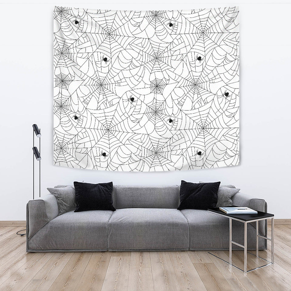 Spider Web Cobweb Pattern White Background Wall Tapestry