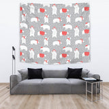 Cute Polar Bear Christmas Snow Pattern Wall Tapestry