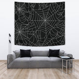 Spider Web Pattern Black Background White Cobweb Wall Tapestry