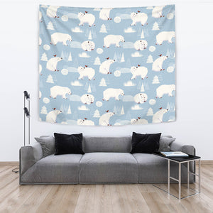 Cute Polar Bears Christmas Decoration Pattern Wall Tapestry
