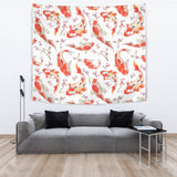Watercolor Koi Fish Carp Fish Pattern Wall Tapestry
