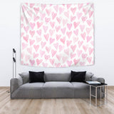 Watercolor Pink Heart Pattern Wall Tapestry