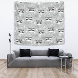 Cute Raccoons Leaves Dot Wall Tapestry