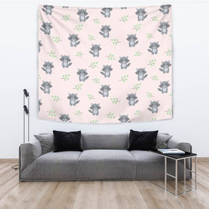 Cute Raccoons Leaves Pattern Wall Tapestry