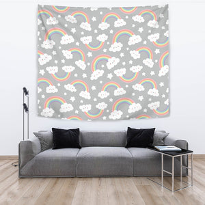 Cute Rainbow Clound Star Pattern Wall Tapestry